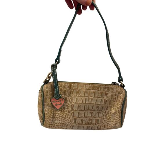 Dooney & Bourke Tan Teal Vintage Barrel Embossed Leather Bag GS - Picture 1 of 8